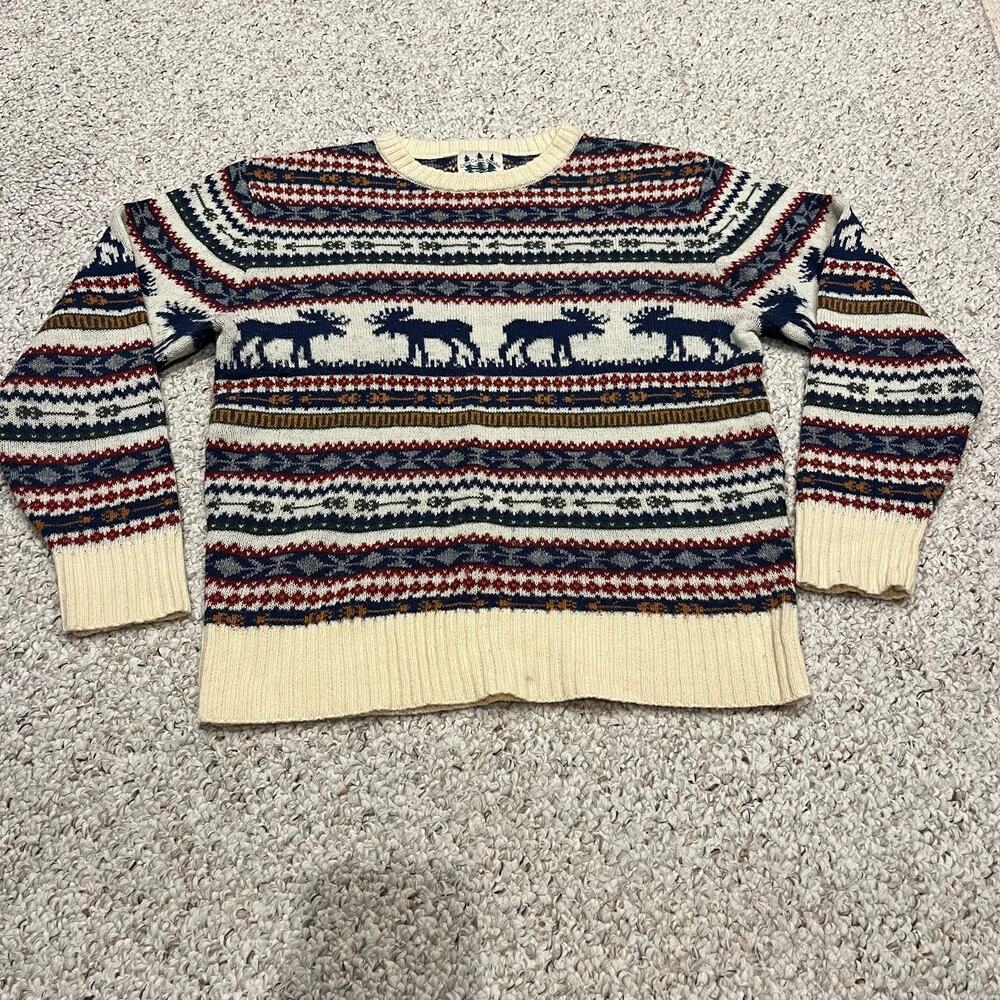 Kiel James Patrick The Great Moose Sweater Fair Isle L Holiday Classic Cabincore